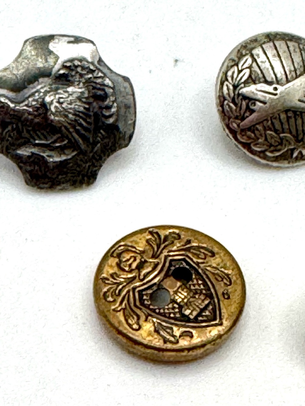 Vintage decorative button lo of 7 - airplanes, train, bird
